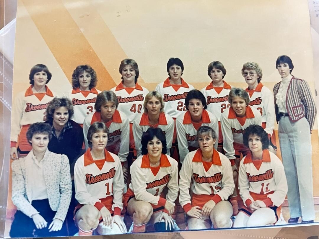 Greenville Panthers women's volleyball team photo from the 1984 season.