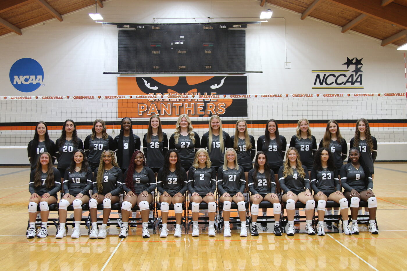 Greenville Panthers women's volleyball team photo from the 2024 season.