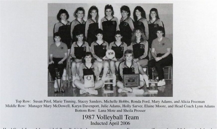 Greenville Panthers women's volleyball team photo from the 1987 season.