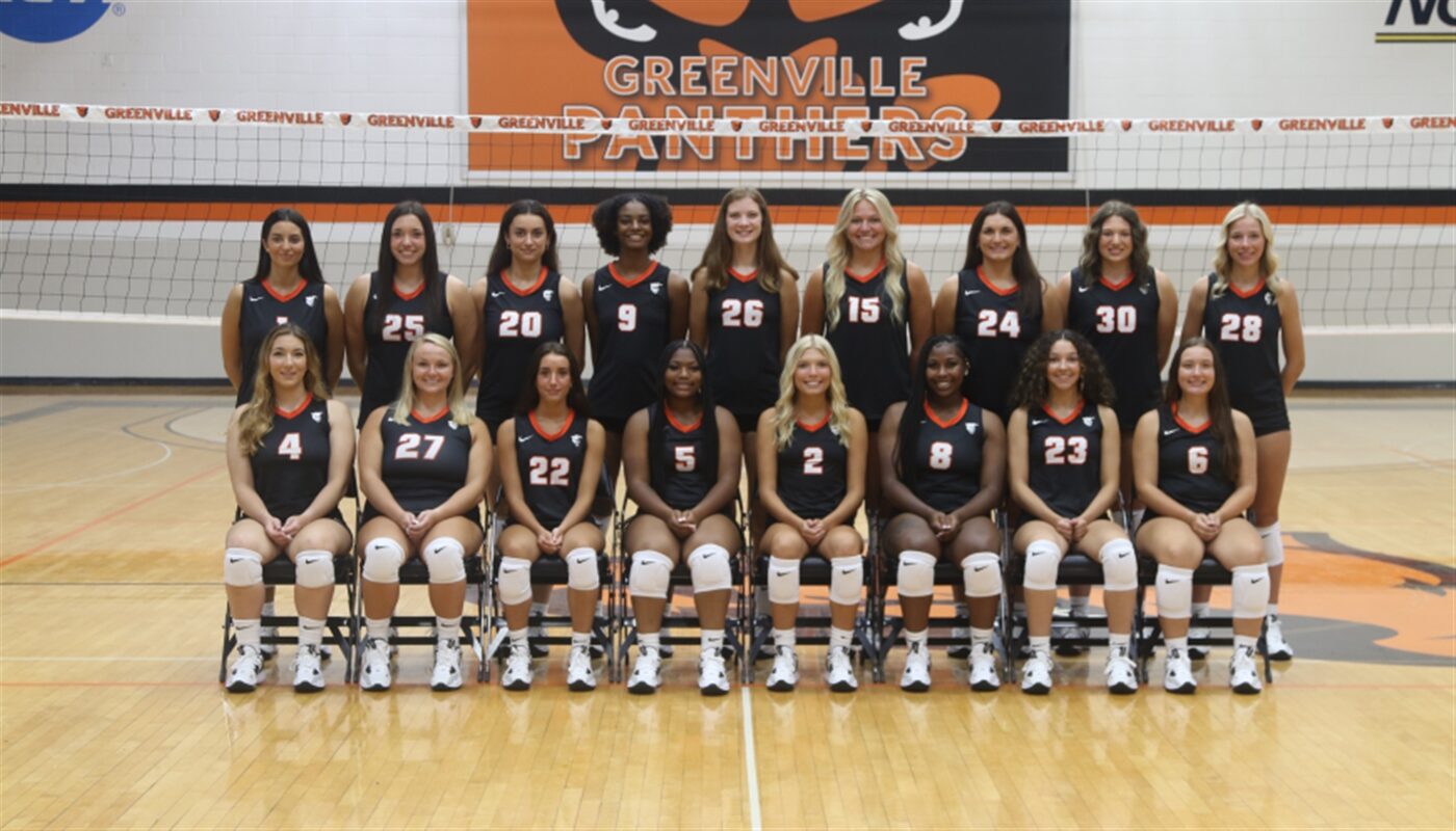 Greenville Panthers women's volleyball team photo from the 2023 season.
