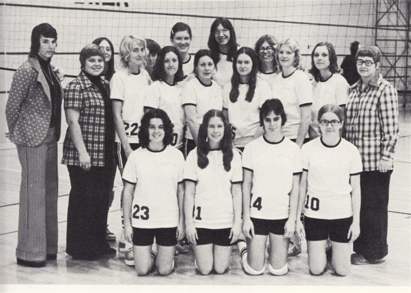 Greenville Panthers women's volleyball team photo from the 1975 season.