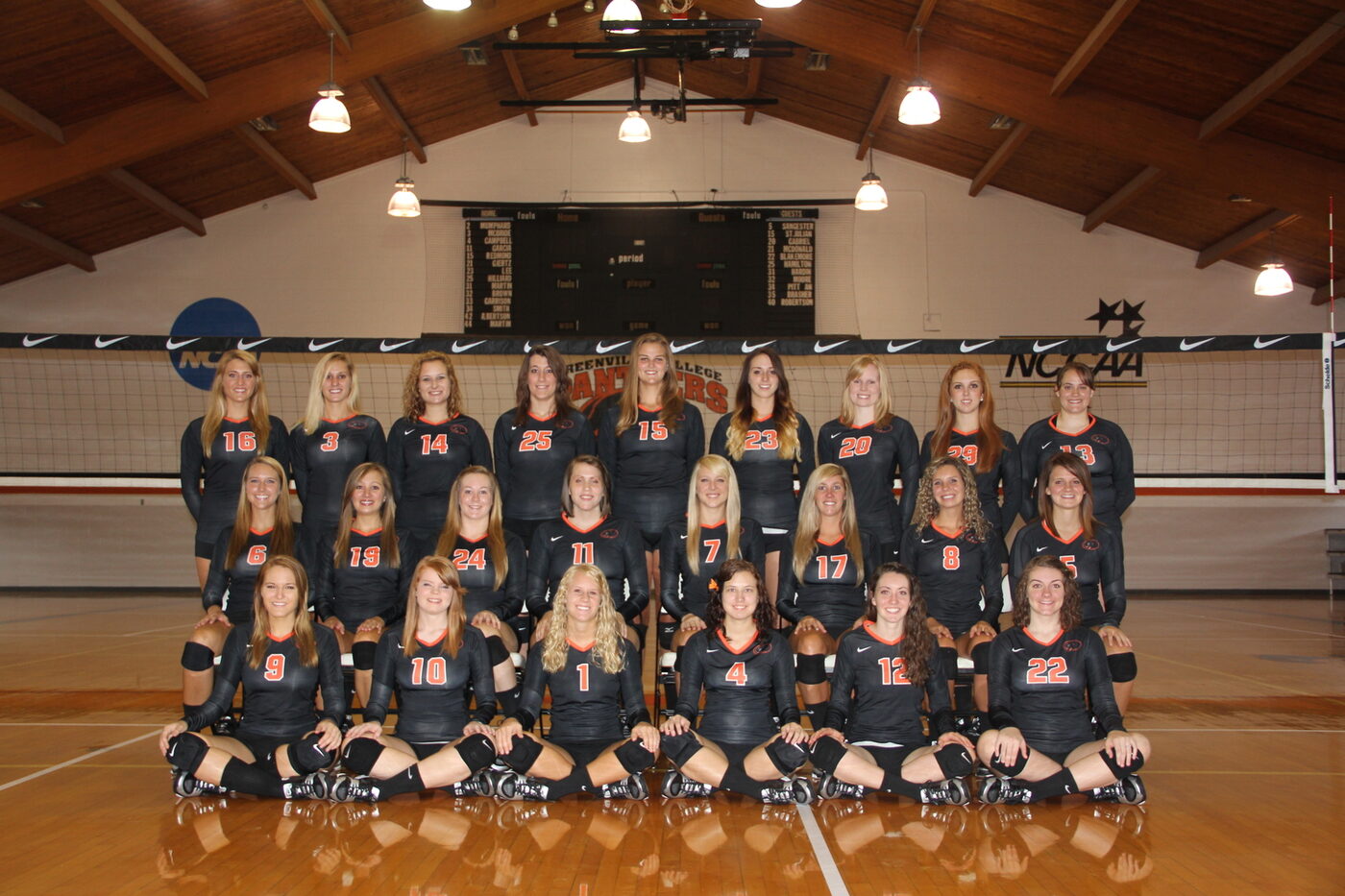 Greenville Panthers women's volleyball team photo from the 2012 season.